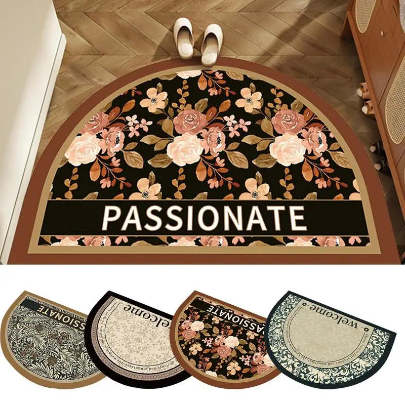 Retro Floral Floor Mat Dirt Resistant Entrance Welcome Door Mat Living Room Kitchen Non-Slip Carpet American Style Bathroom Rugs