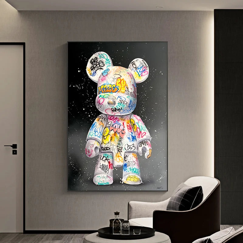 Cartoon Cute Beer Graffiti Canvas Painting Cartoon Character Pop Art Posters Street Wall Art Picture for Home Kawaii Room Decor