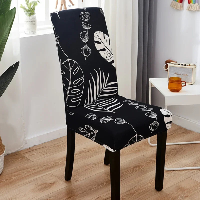 Printed Chair Cover Elastic Seat Chair Covers Removable Chair Slipcover For Wedding Hotel Banquet Dining Room Office Home Decor