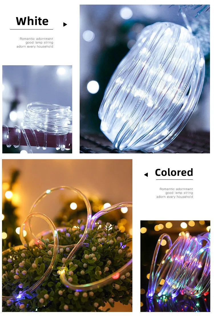 300LED Solar Rope Strip Light Outdoor Waterproof Fairy Light Strings Christmas Decor for Garden Lawn Tree Yard Fence Pathway