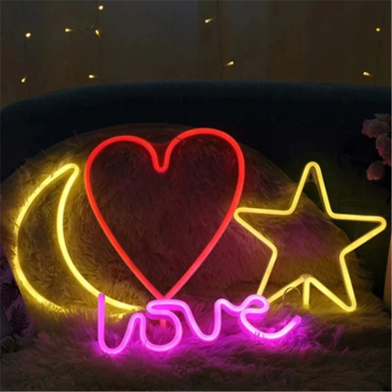 Christmas Led Neon Light Sign Moon Star Night Light Xmas Wedding Party Holiday Kids gift Room Home Fariy Decorations Neon Lamp