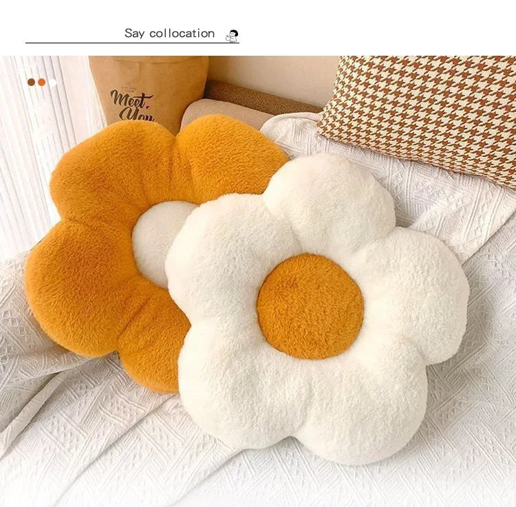 Cartoon Sunflower Small Kids Seat Cushion Home Decor Sofa Pillow Girl Plush Soft Little Cushion Bay Window Cojin Lumbar