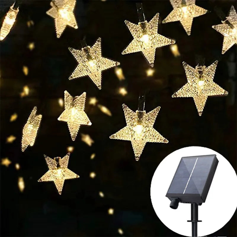 Solar Star String Lights Outdoor Waterproof LED Solar Powered Fairy Lights For Christmas Patio Garden Yard Porch Wedding Decor