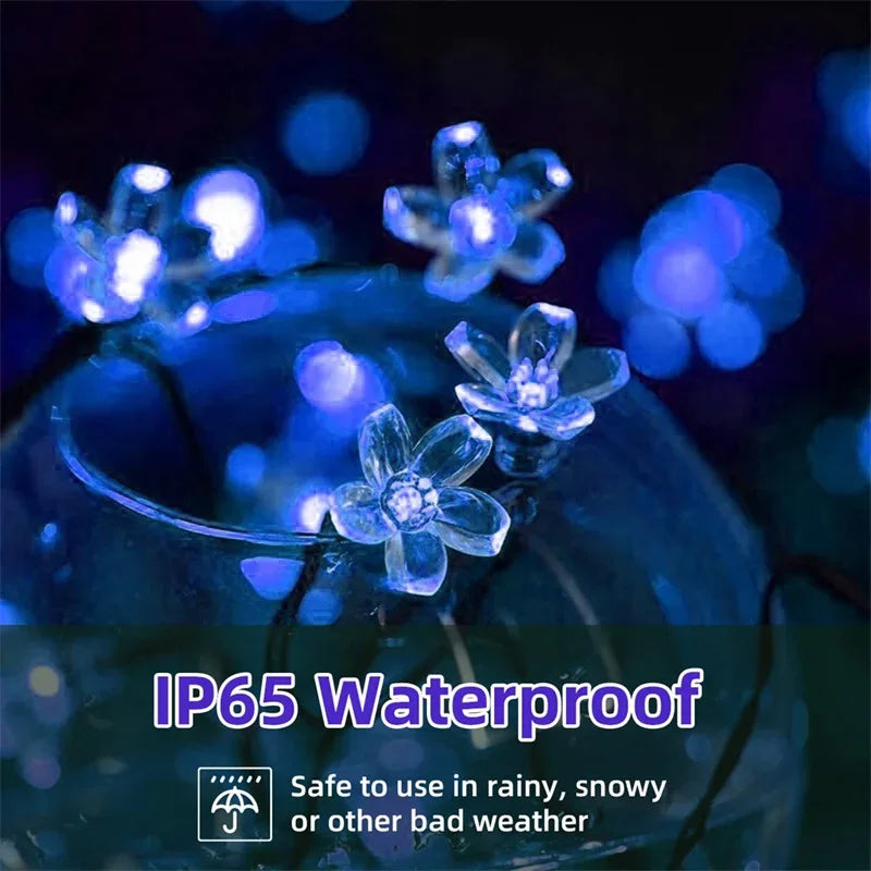 Solar Garden Light Flower Outdoor Solar  String Lights Waterproof Fairy Simulation Floral Garlands Lamp Christmas Decoration