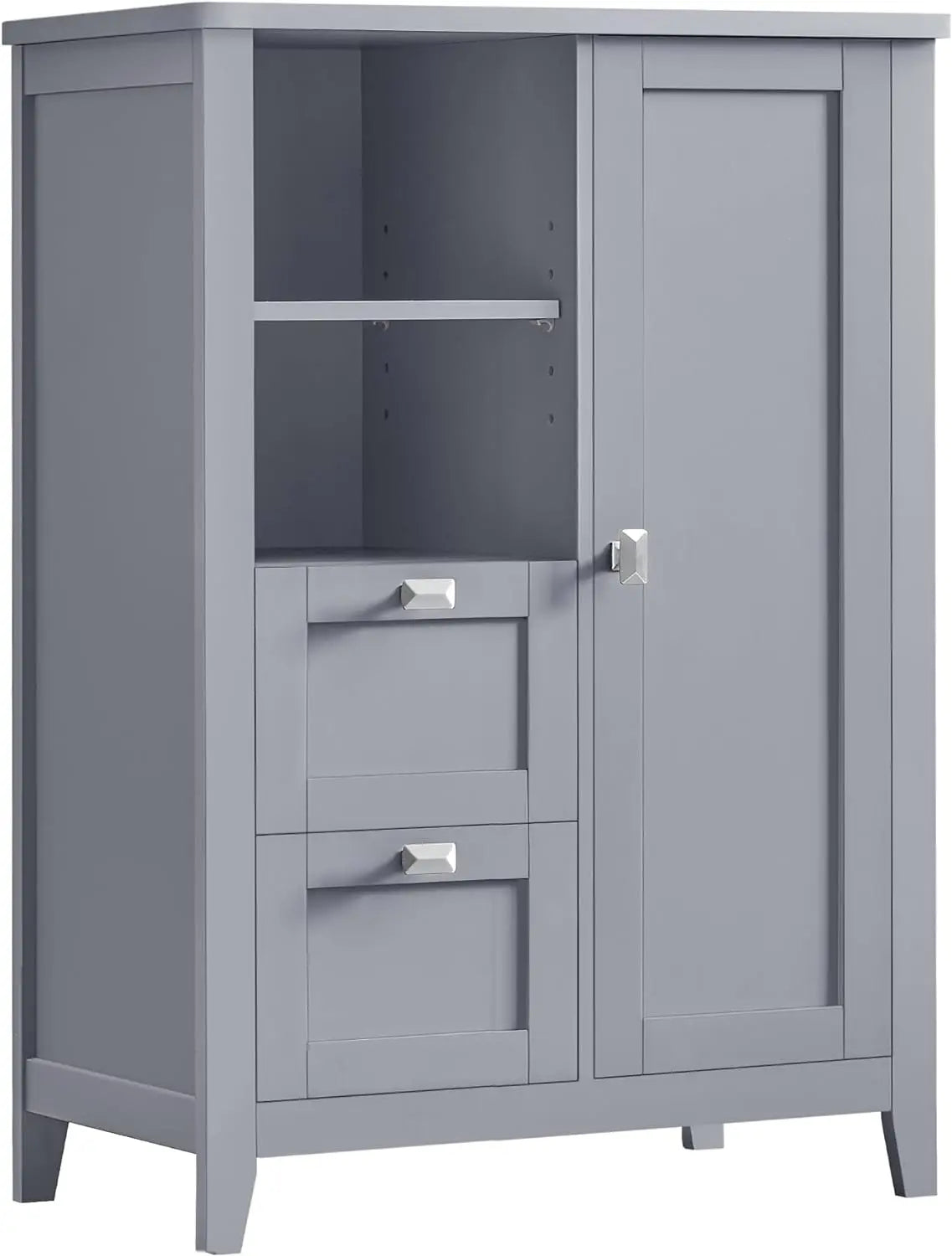 Bathroom Floor Storage Cabinet, Bathroom Cabinet Freestanding, Kitchen Cabinet, with Open Compartment, 2 Drawers, Adjustable