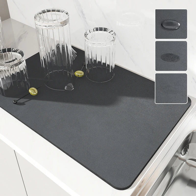 Super Absorbent Large Kitchen Absorbent Mat Antiskid Draining Coffee Dish Drying Mat Quick Dry Bathroom Drain Pad Tableware Mat