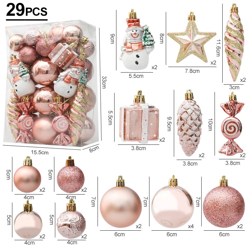 Christmas Tree Balls Red Candy Cane Hanging Ornament Big Pendants Set Christmas Decorations For Home 2024 Natal Navidad New Year