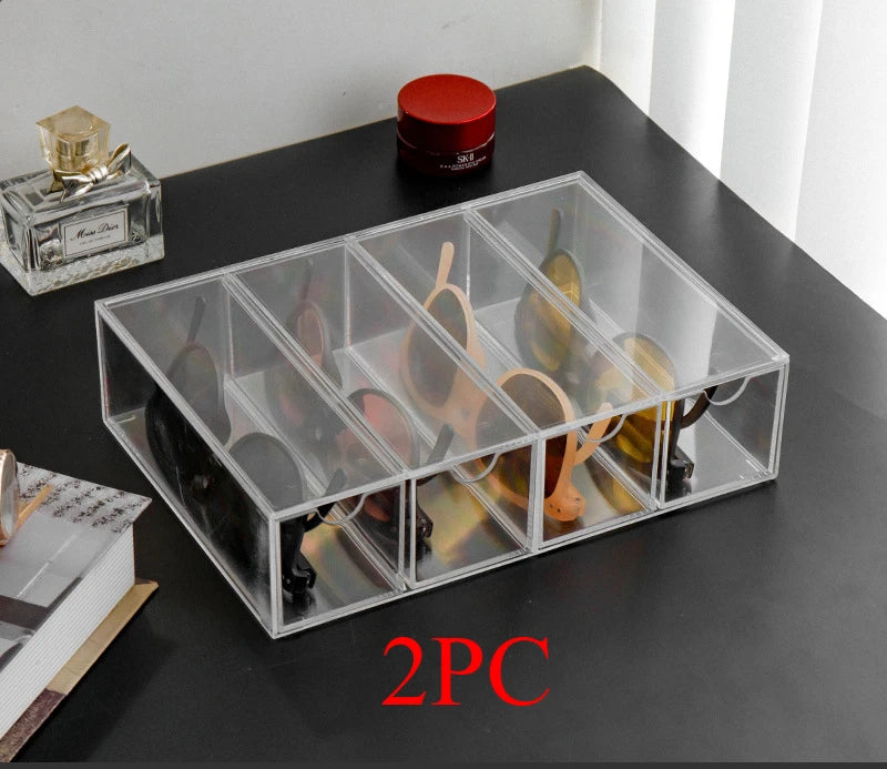 4 Layers Glasses Storage Box Acrylic Organizer Cosmetics Makeup Organizer Storage Drawers Pen Case Stackable Display Holder