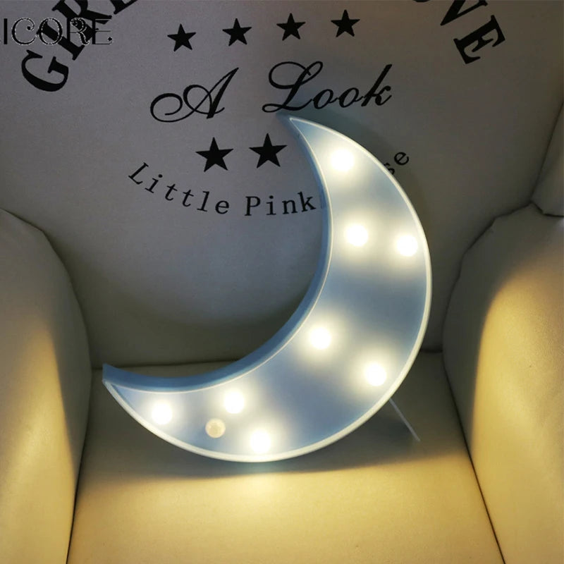 Rainbow Star Cloud Moon LED Night Light Battery Powered Wall Hanging Lamps Warm White Marquee Sign for Bedroom Nursery Decor