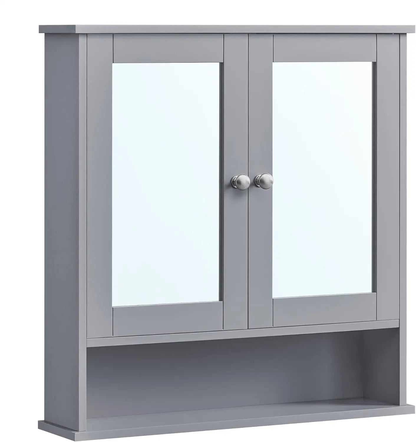 Bathroom Cabinet with Mirror, Wall Cabinet with 2 Mirrored Doors, Adjustable Shelf, Open Compartment, Wall-Mounted