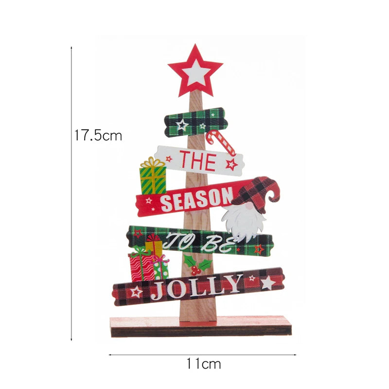 Wooden Christmas Tree Desktop Ornament Santa Claus Merry Christmas Sign Plaque Xmas Decoration for Home 2025 New Years Noel Gift