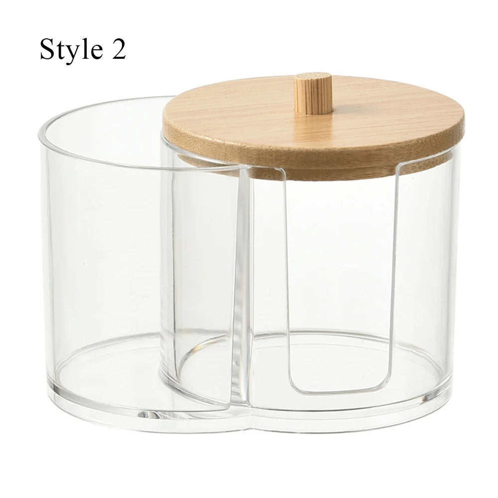 Cotton Round Pad Holder Powder Puff Storage Box Home Cotton Swab Box Makeup Organizer Dustproof Portable Durable Bathroom Jar