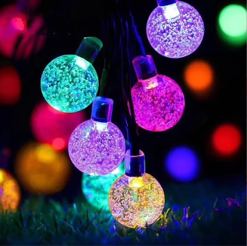 Solar LED String Light Bubble Ball Light Outdoor Waterproof LED 8 Modes Decorative Light for Garden Party Decoration Holiday