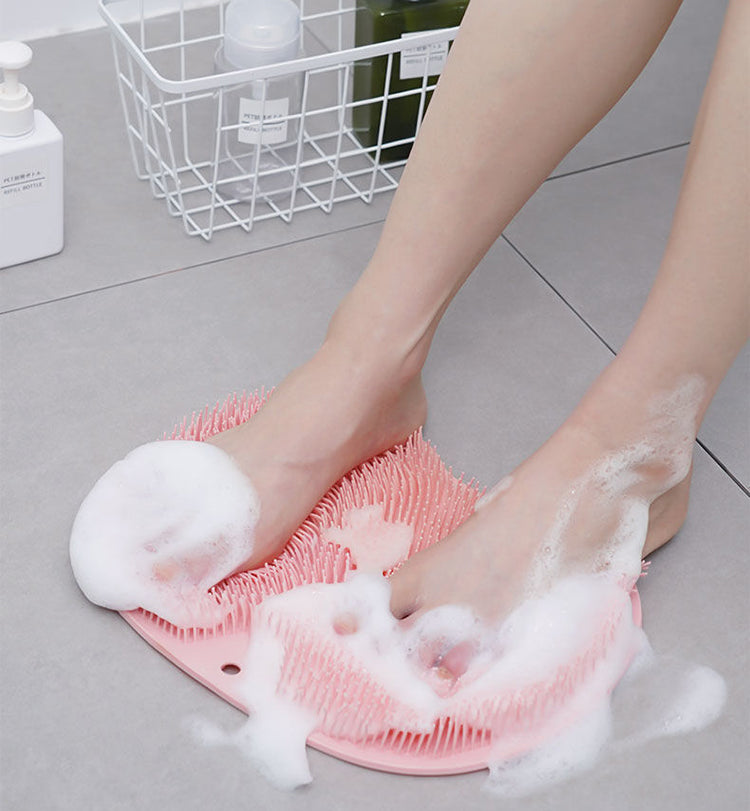 Silicone Rub Back Brush Bathroom Non-slip Wash Foot Pad Massage Shower Mat with Sucker Bath Massage Foot Exfoliating Brush Pad