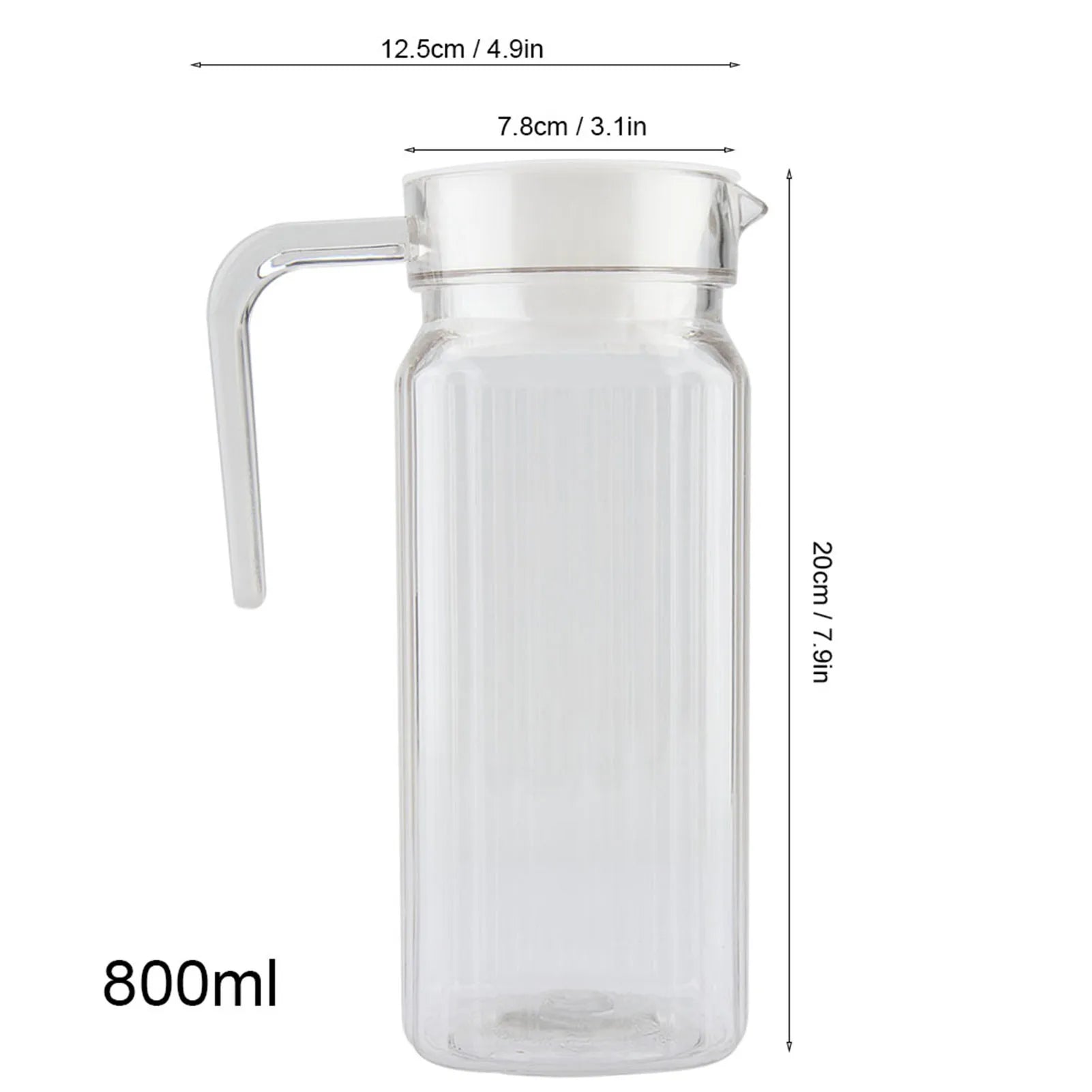 Cold Water Bottle Acrylic Transparent Juice Bottle Striped Water Ice Cold Juice Jug with Lid for Bar Home Restaurant Coffee Shop