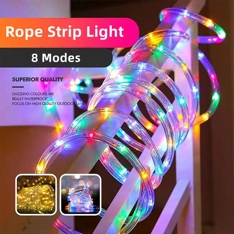 300LED Solar Rope Strip Light Outdoor Waterproof Fairy Light Strings Christmas Decor for Garden Lawn Tree Yard Fence Pathway