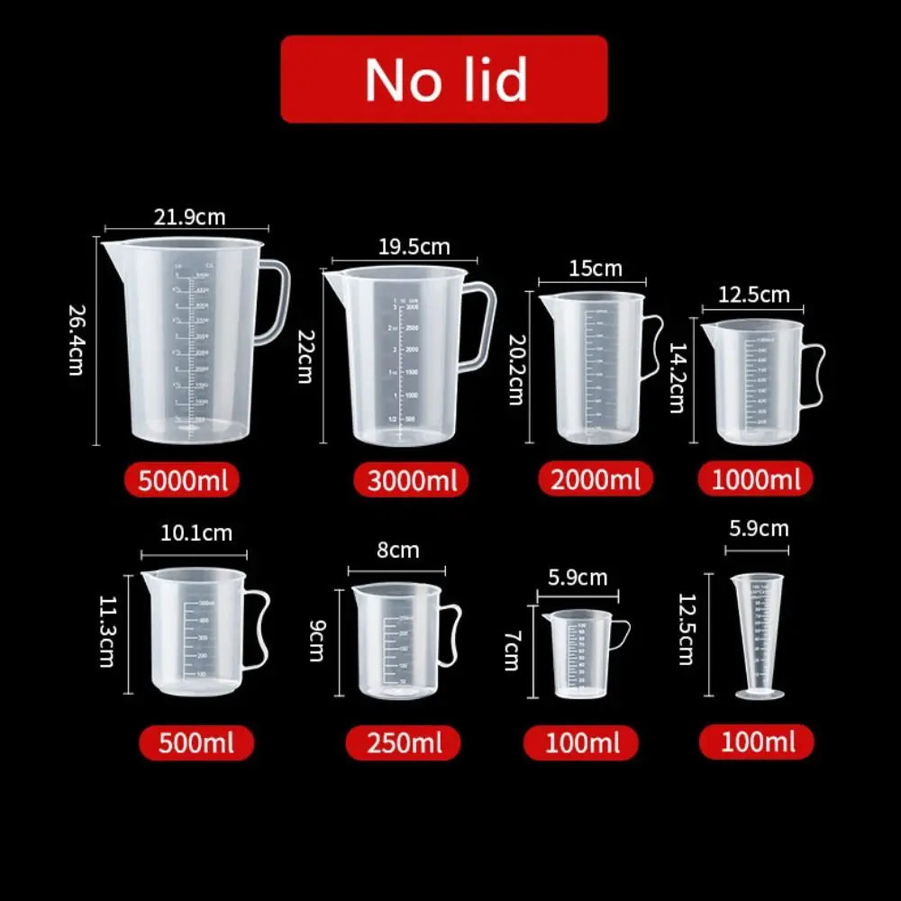 Plastic Graduated Measuring Cup Large Capacity Scale Transparent Mixing Cup Clear with Lid Laboratory Beaker Kitchen Baking