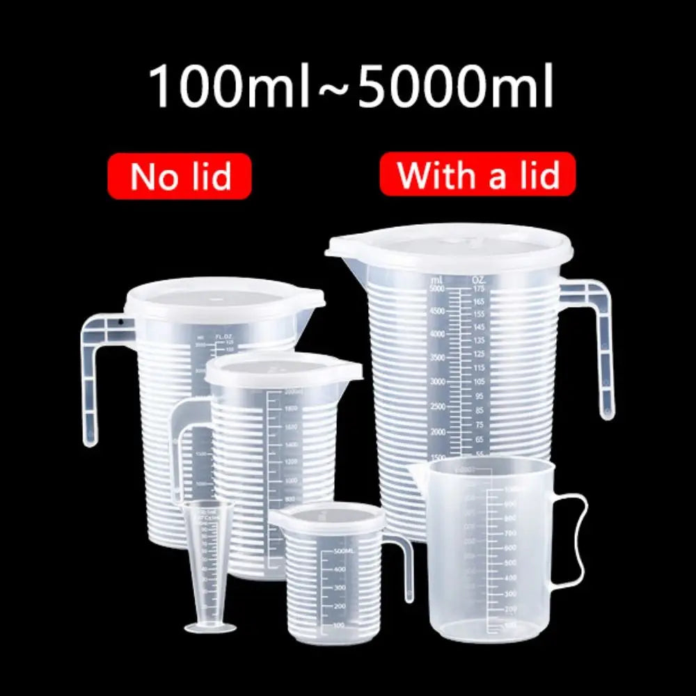 Plastic Graduated Measuring Cup Large Capacity Scale Transparent Mixing Cup Clear with Lid Laboratory Beaker Kitchen Baking