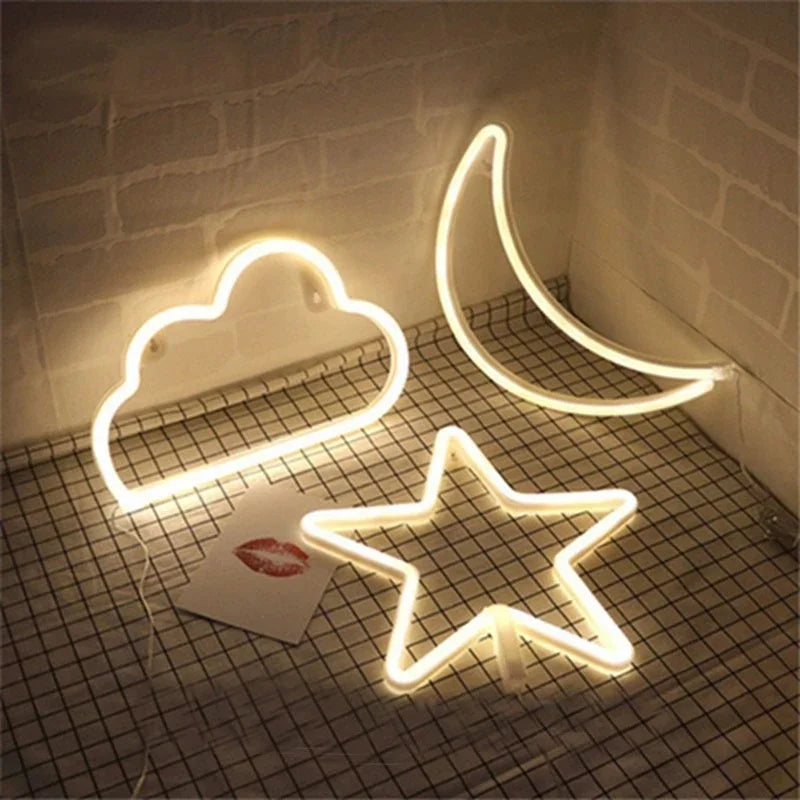 Christmas Led Neon Light Sign Moon Star Night Light Xmas Wedding Party Holiday Kids gift Room Home Fariy Decorations Neon Lamp