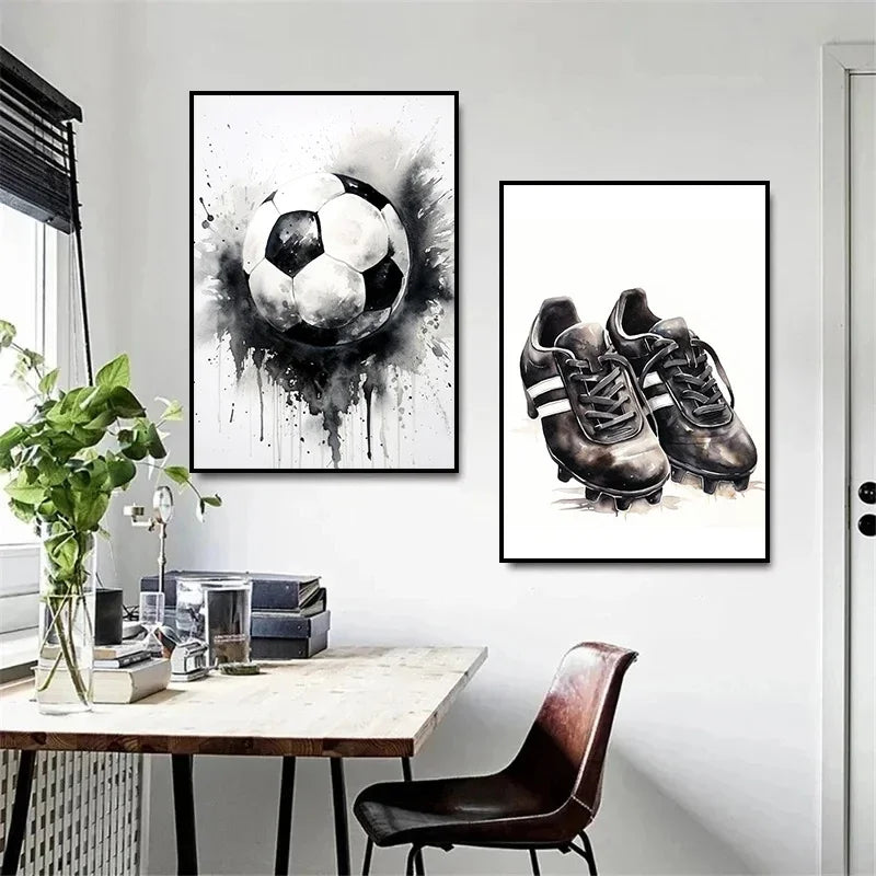 Fashion Graffiti Football Shoes Canvas Painting Modern Art Poster Inspirational Wall Picture for Men Boy  Living Room Home Decor