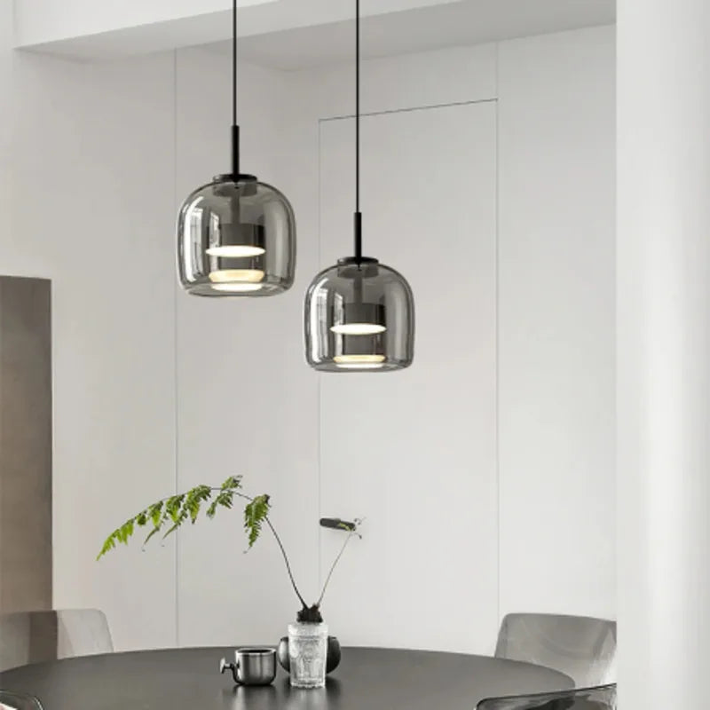 Modern Pendant Lights For Ceiling Home Dining Living Room Kitchen Office Aisle Hanging Lamp Dining Room Bedroom Gray Amber Color