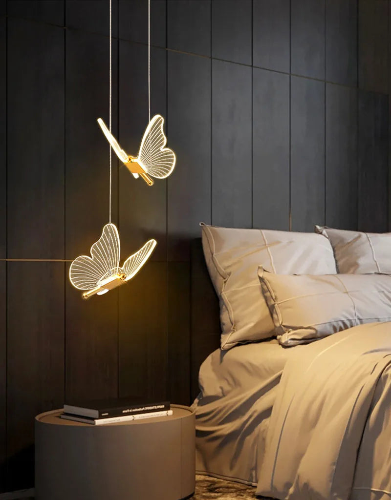 Lustre LED Pendant Light Fixture Butterfly Hanging Lamps For Ceiling Kitchen Bedside Living Room Decor Nordic Pendant Lamp