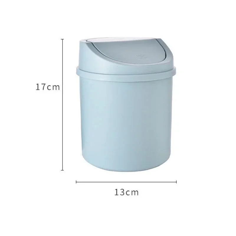 Mini Desktop Bin Small Trash Can Tube with Cover Bedroom Trash Can Garbage Can Clean Workspace Storage Box Home Desk