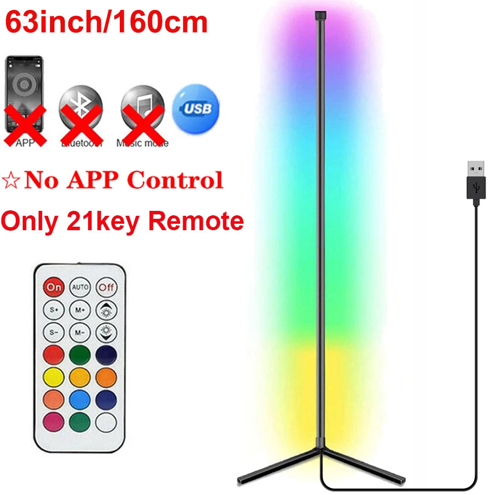 160cm Smart Tuya Corner Floor Lamp Dimmable RGB LED Modern Mood Lighting Alexa Stand Lights for Bedroom Gaming Living Room Decor