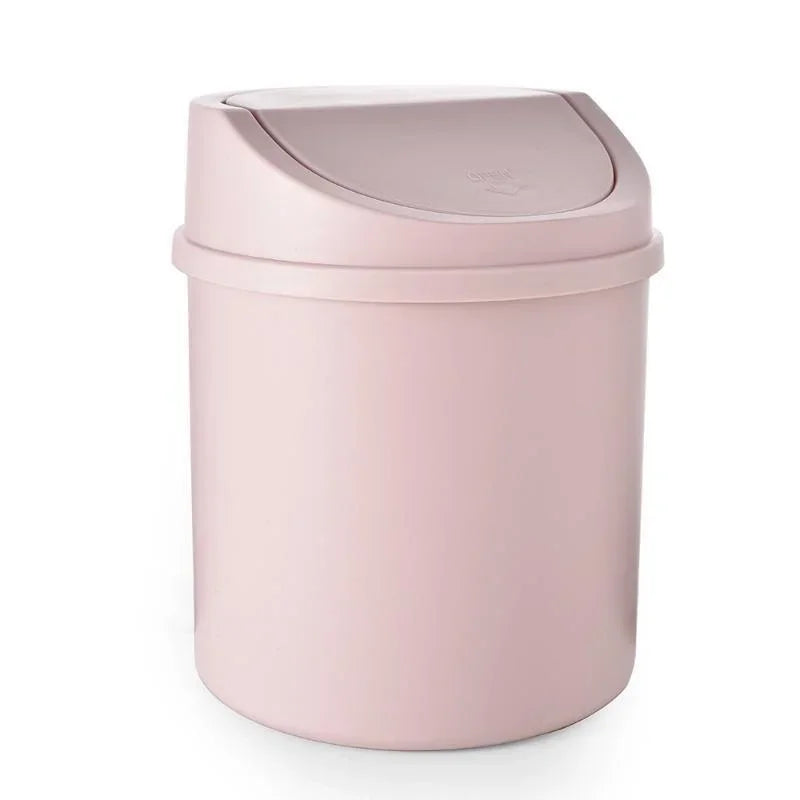 Mini Desktop Bin Small Trash Can Tube with Cover Bedroom Trash Can Garbage Can Clean Workspace Storage Box Home Desk