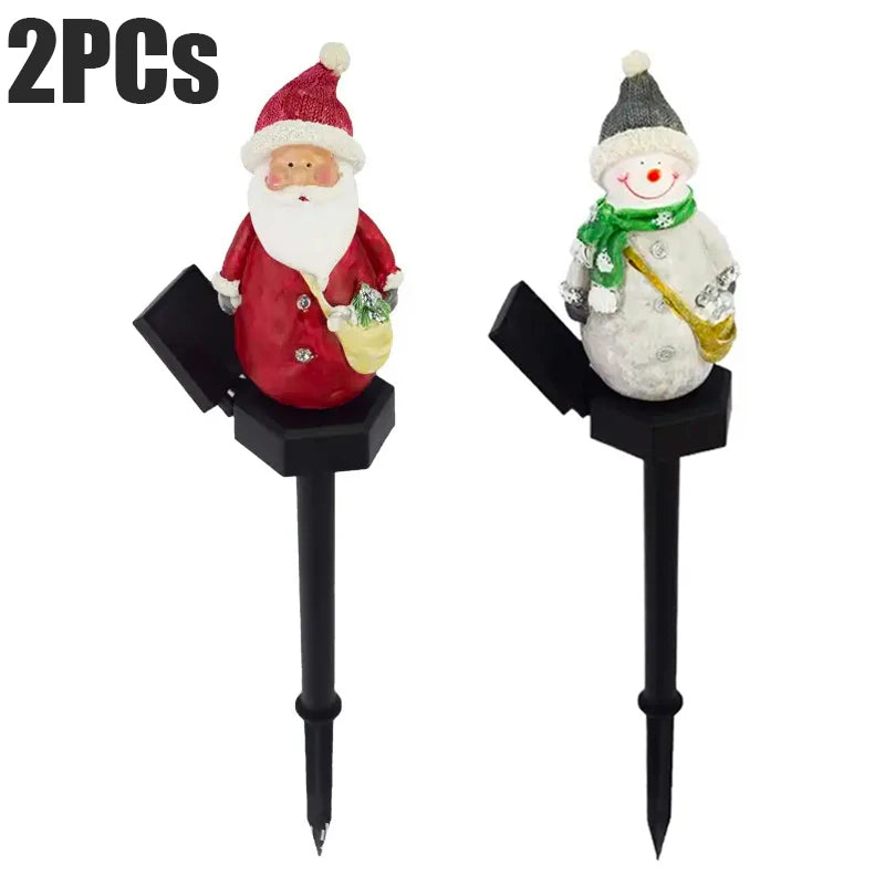 2024 Christmas Pathway LED Solar Lights Outdoor Waterproof Lawn Stake Lamp for Walkway Yard Home Decor Holiday Santa Claus