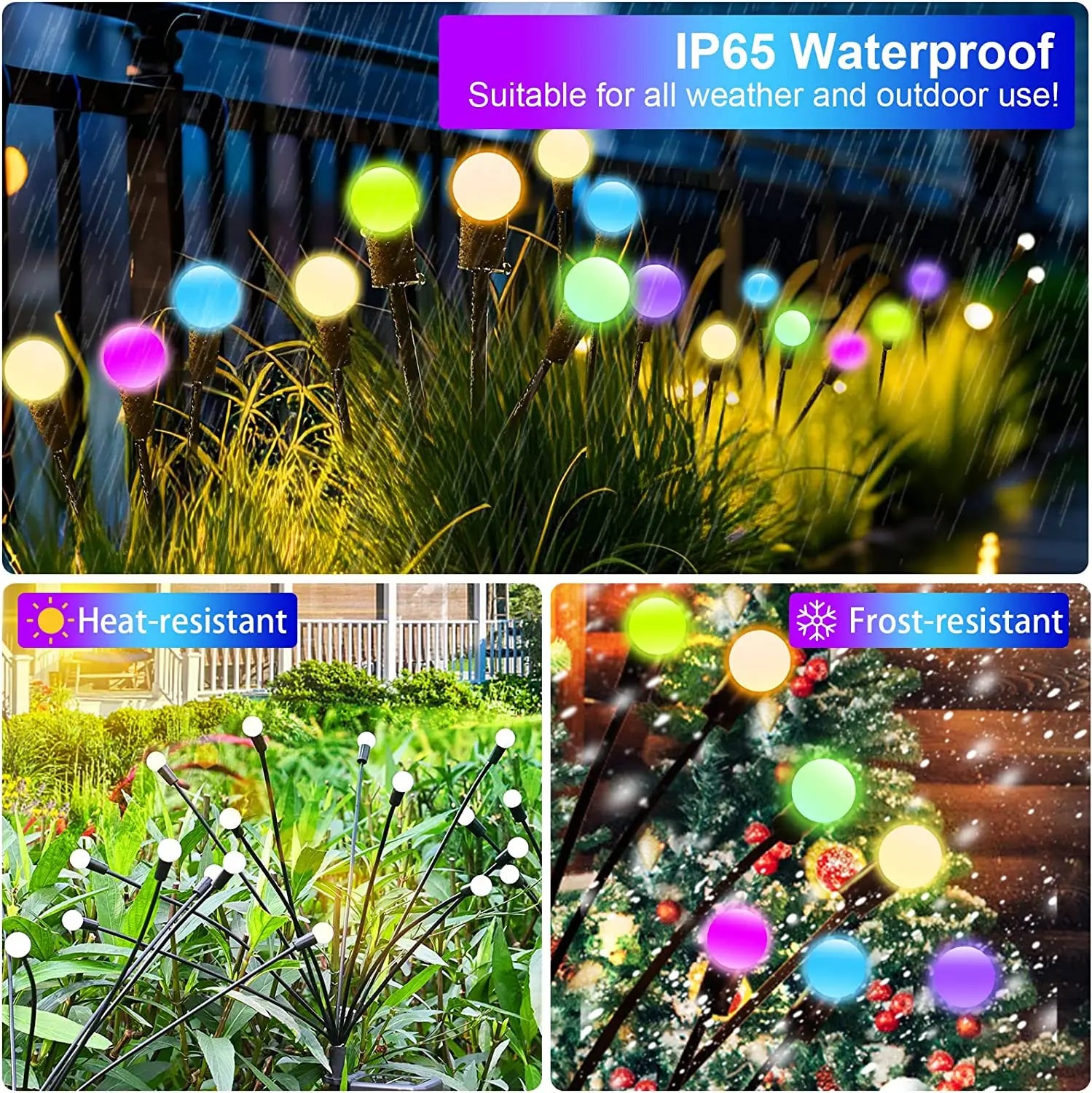 12Pack Outdoor LED Solar Lights Waterproof Starburst Solar Firefly Lights Lawn Lamp Garden Lamp for Path Landscape Decorative