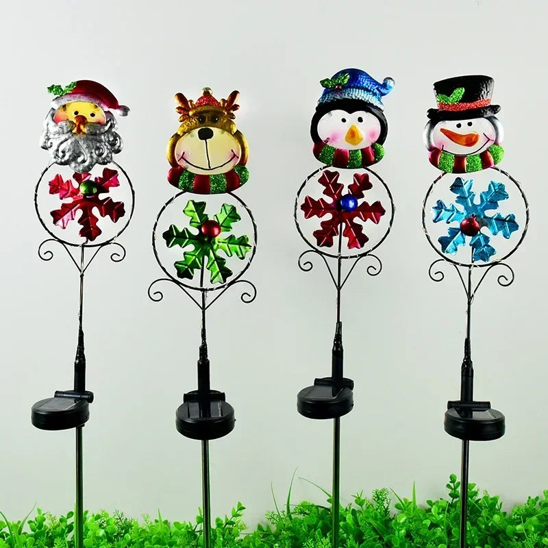 LED Snowman Solar Garden Light Outdoor Ground Stake Light Solar Powered Xmas Pathway Lights for Christmas Lawn Yard Decoration