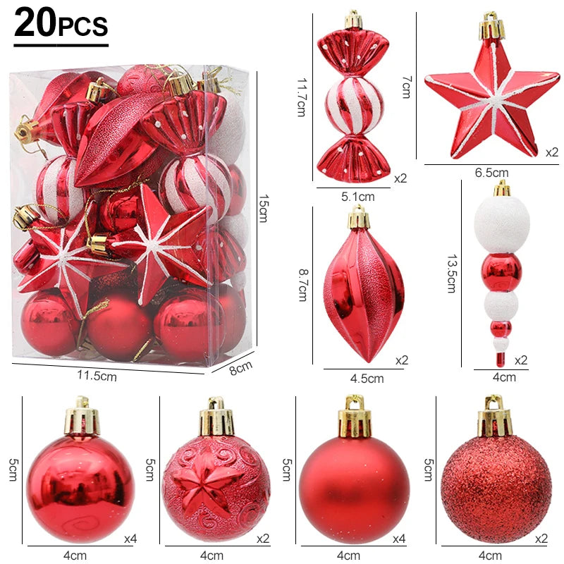 Christmas Tree Balls Red Candy Cane Hanging Ornament Big Pendants Set Christmas Decorations For Home 2024 Natal Navidad New Year