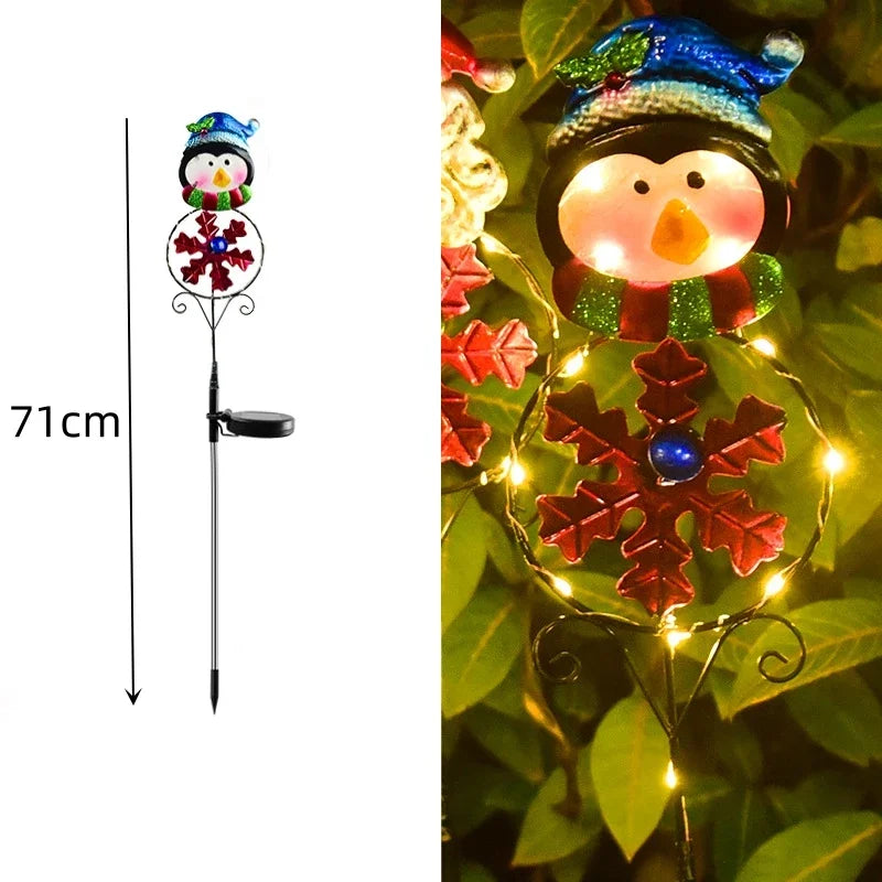 LED Snowman Solar Garden Light Outdoor Ground Stake Light Solar Powered Xmas Pathway Lights for Christmas Lawn Yard Decoration