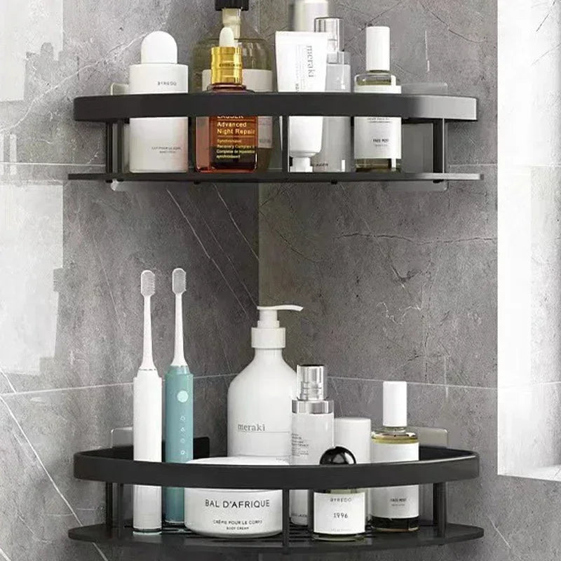 Bathroom Nail-free Shelf Shower Corner Shelf Aluminum Shampoo Shelf Shower Supply Storage Bathroom Accessories Bathroom Shelves