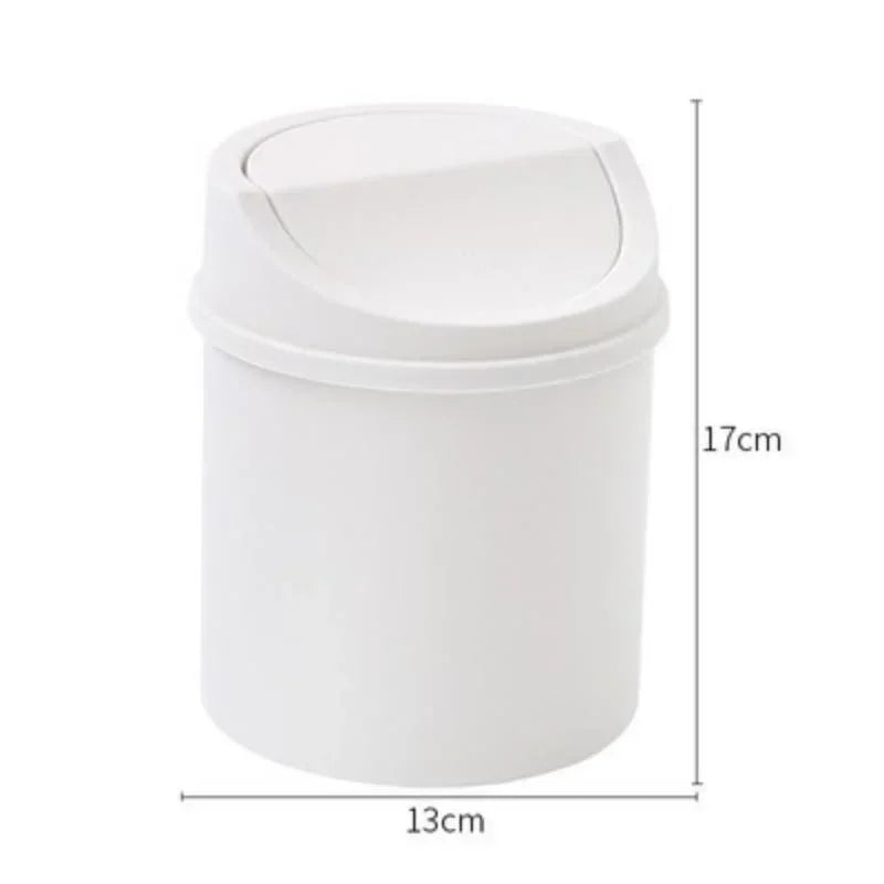 Mini Desktop Bin Small Trash Can Tube with Cover Bedroom Trash Can Garbage Can Clean Workspace Storage Box Home Desk