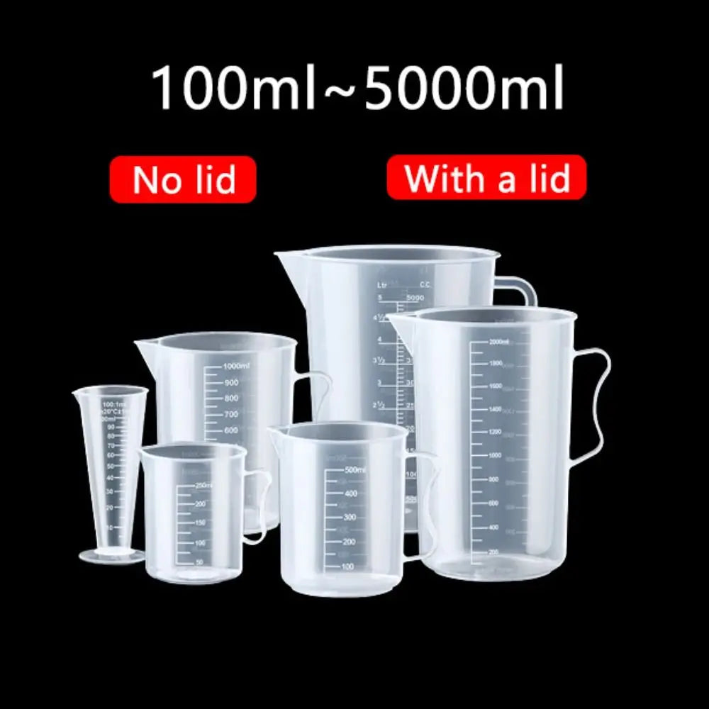 Plastic Graduated Measuring Cup Large Capacity Scale Transparent Mixing Cup Clear with Lid Laboratory Beaker Kitchen Baking