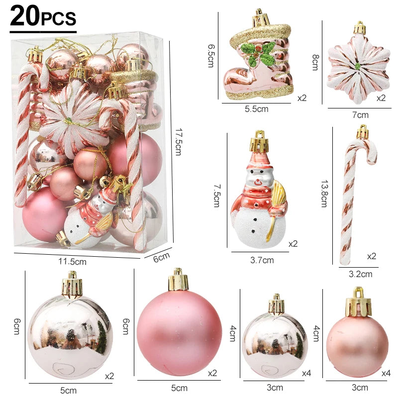 Christmas Tree Balls Red Candy Cane Hanging Ornament Big Pendants Set Christmas Decorations For Home 2024 Natal Navidad New Year