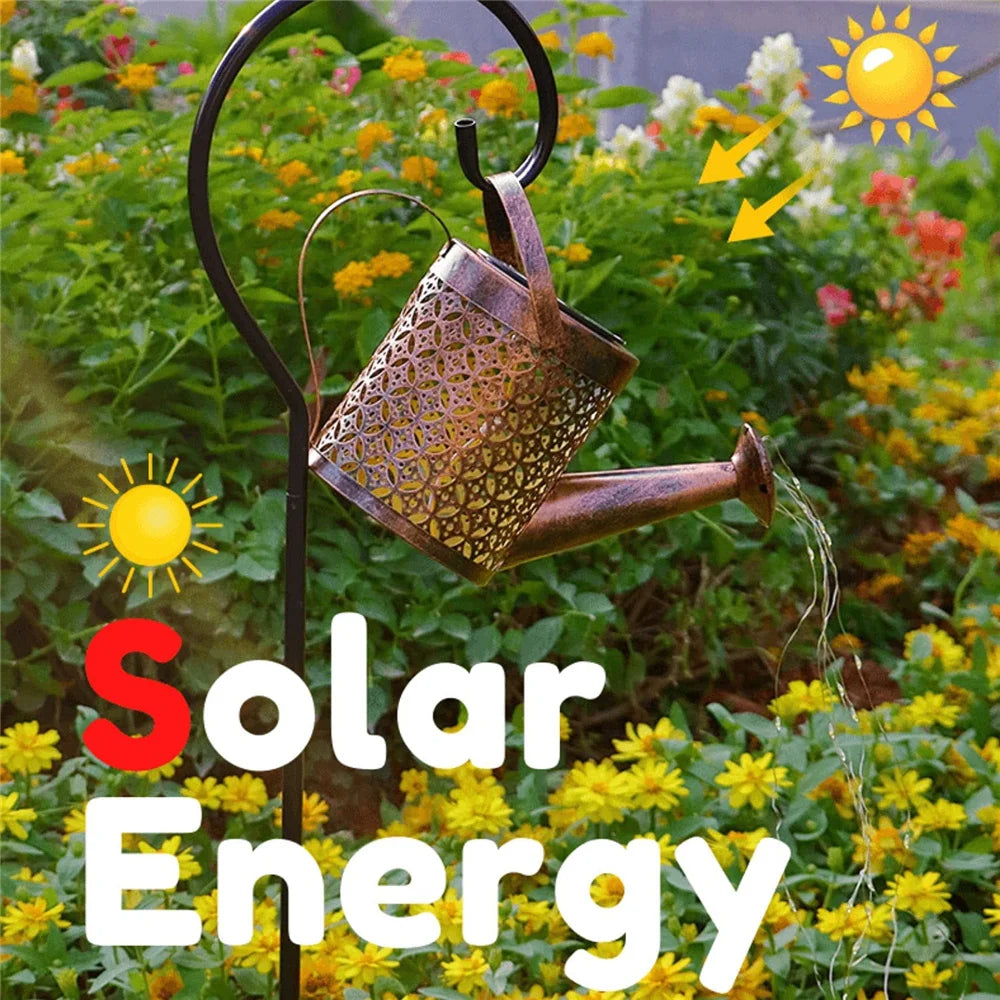 Solar Watering Can Light Hanging Waterfall Lamp Waterproof Outdoor Garden Decor Yard Porch Lawn Backyard Landscape Sun LED Lamp