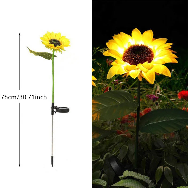 3 Heads LED Solar Simulation Sunflower Light Garden Yard Lawn Night Lights Landscape Lamp Home Decoration Christmas Flower Light