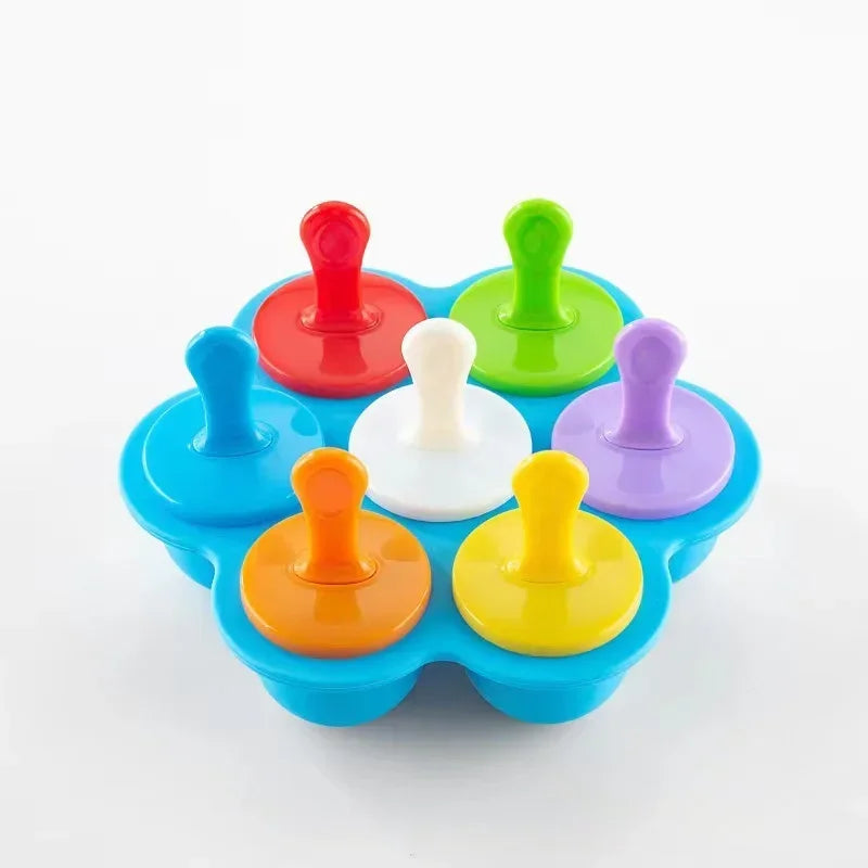 7 Holes DIY Ice Cream Pops Silicone Mold Ice Cream Ball Maker Popsicles Molds Baby Fruit Shake Home Kitchen Accessories Tool