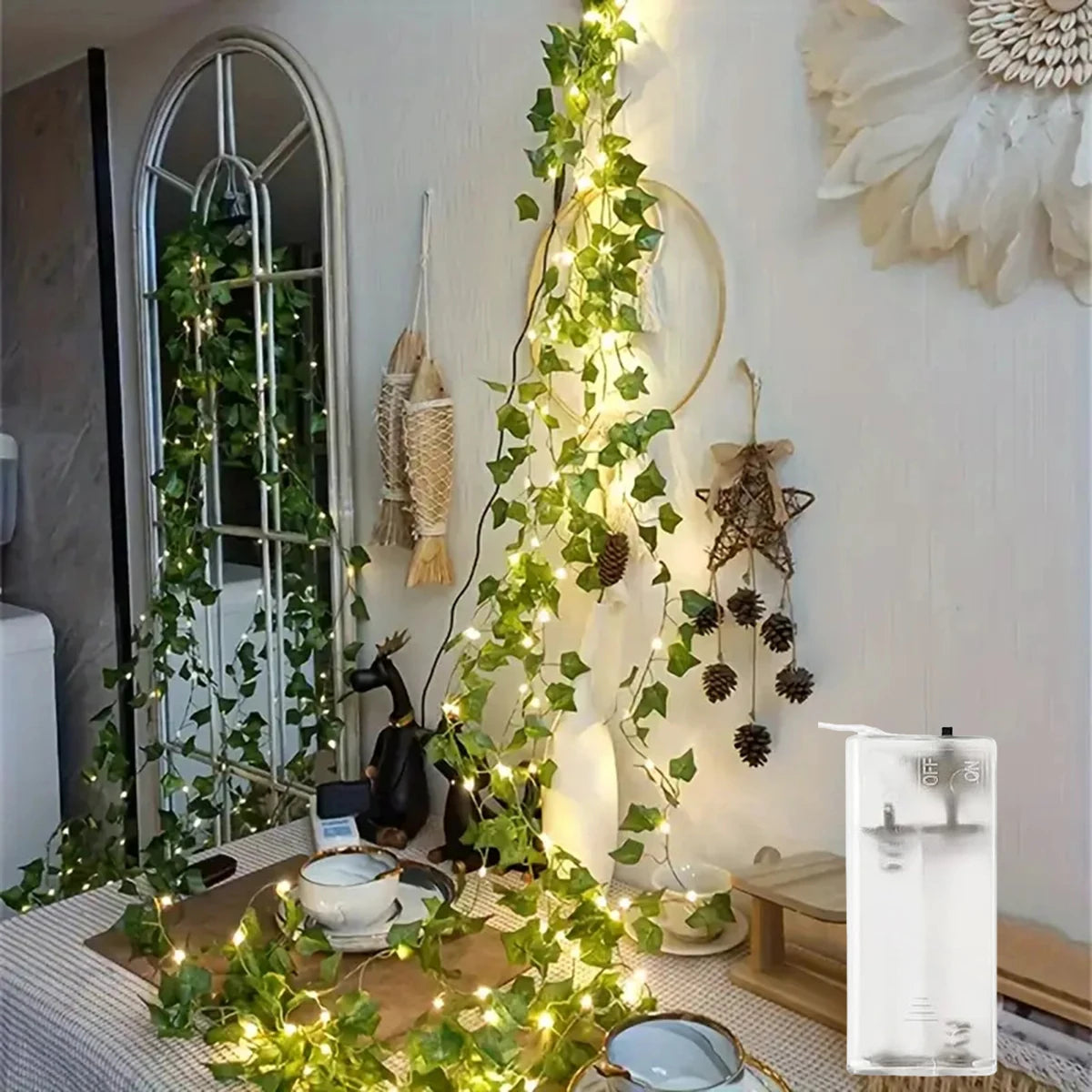 2M 20 LED Solar Green Leaf String Light Garden Lights New Year Decorations String Lamp Wedding Thanksgiving Christmas Decoration