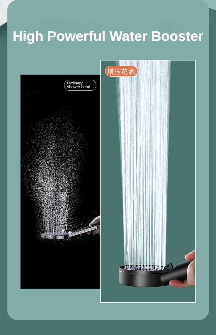 Black 5 Modes Shower Head Adjustable High Pressure Water Saving Shower Head Water Massage Shower Head Bathroom Accessories