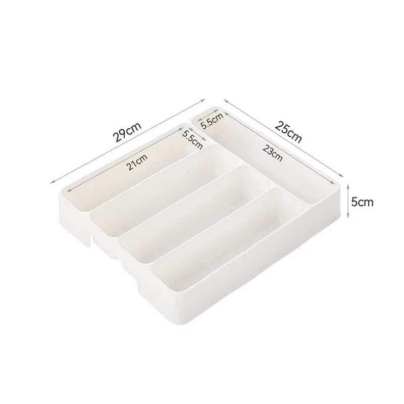 4/5 Compartments Cutlery Organizer Daily Drawer Divider Tray Rectangle Easy Clean Home Kitchen Spoon Fork Separation Box