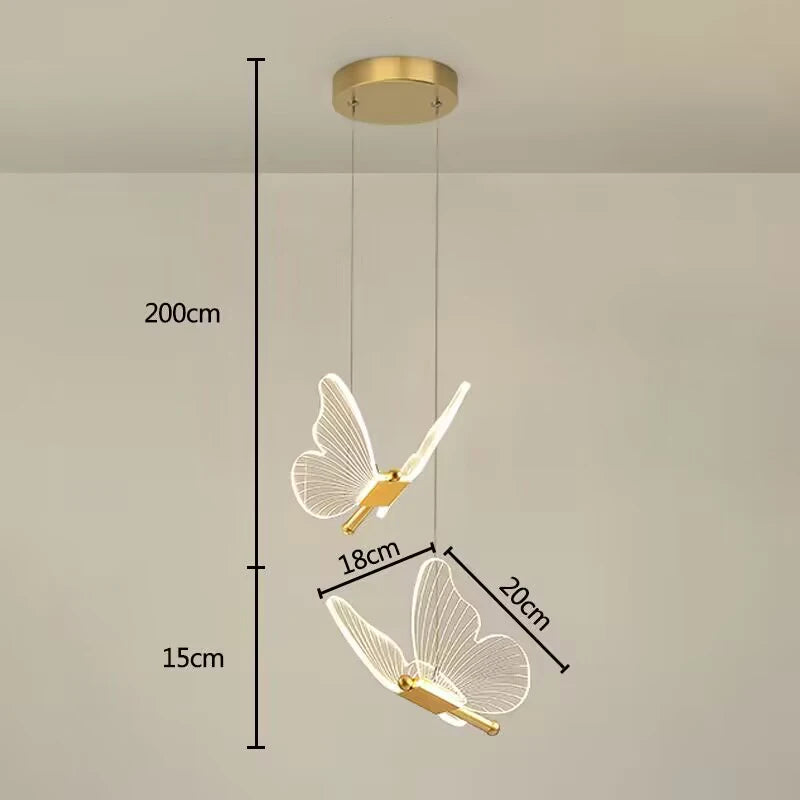 Lustre LED Pendant Light Fixture Butterfly Hanging Lamps For Ceiling Kitchen Bedside Living Room Decor Nordic Pendant Lamp