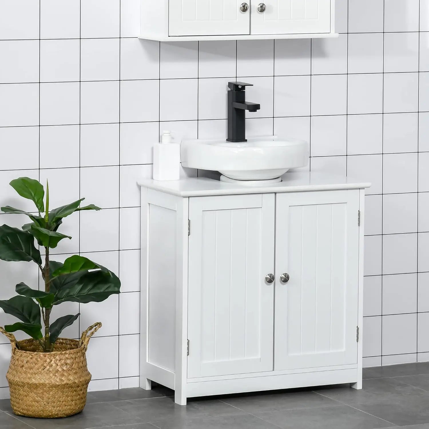 Pedestal Sink Storage Cabinet,Vanity Base Cabinet,Under Sink Bathroom Cabinet with U-Shape Cut-Out and Adjustable Internal Shelf