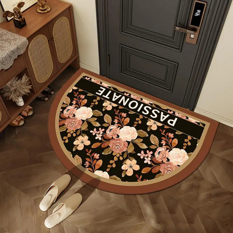 Retro Floral Floor Mat Dirt Resistant Entrance Welcome Door Mat Living Room Kitchen Non-Slip Carpet American Style Bathroom Rugs