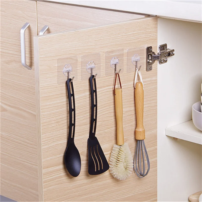 10/20 Pcs Hooks Transparent Strong Self Adhesive Door Wall Hangers Hooks Suction Heavy Load Rack Cup Sucker for Kitchen Bathroom