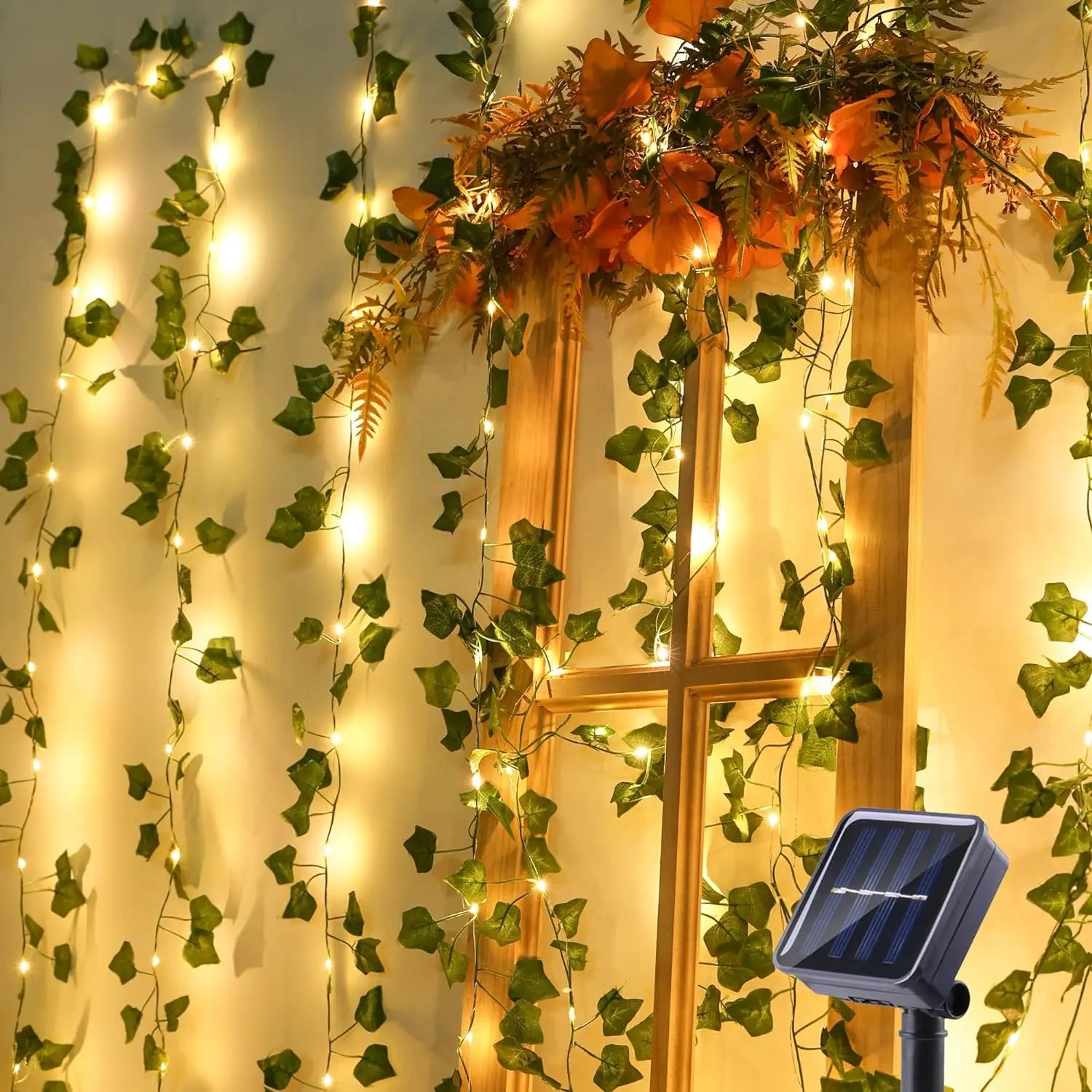 2M 20 LED Solar Green Leaf String Light Garden Lights New Year Decorations String Lamp Wedding Thanksgiving Christmas Decoration