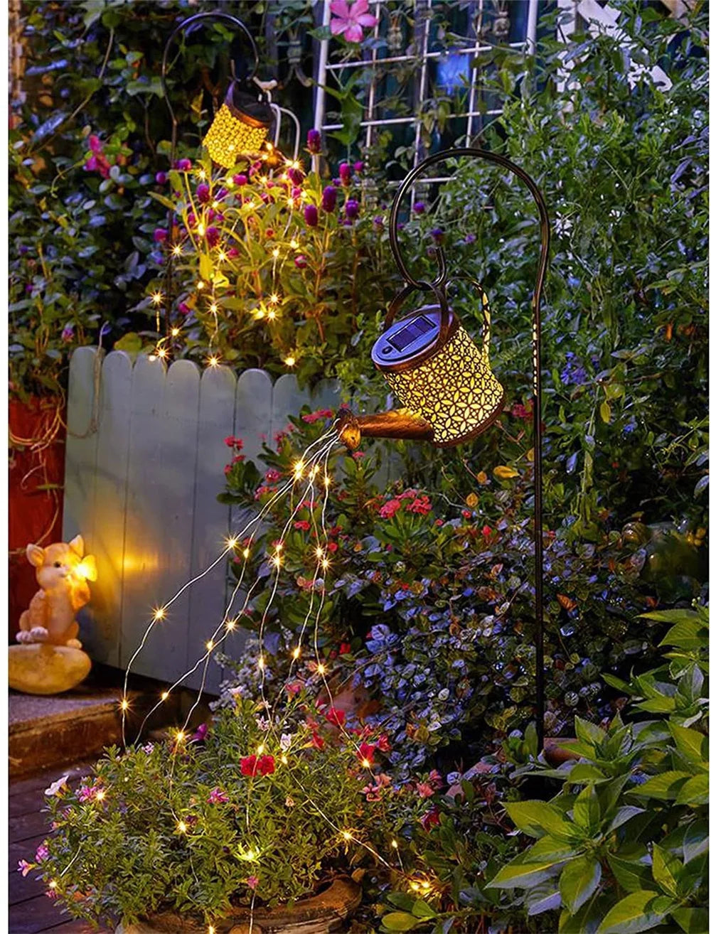 Solar Watering Can Light Hanging Waterfall Lamp Waterproof Outdoor Garden Decor Yard Porch Lawn Backyard Landscape Sun LED Lamp